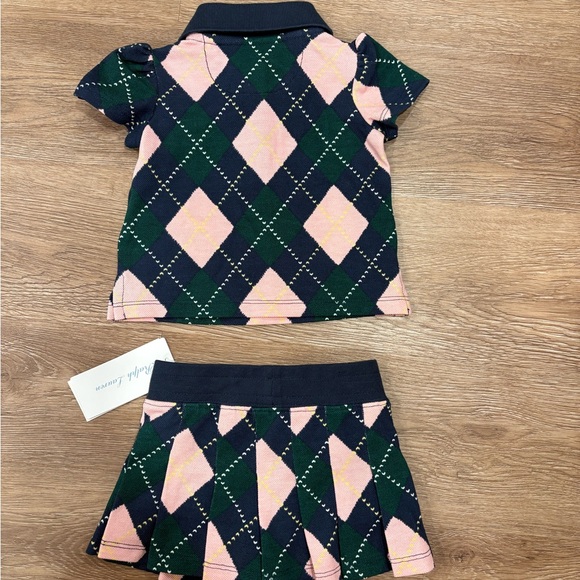 Ralph Lauren polo Kids Argyle Polo Shirt and Skirt Set - Pink and Green - Picture 2 of 3
